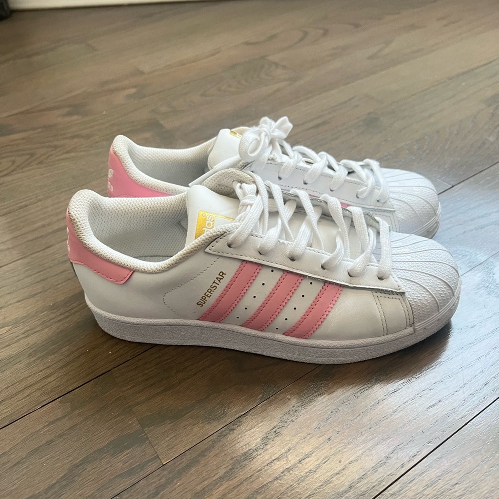 Adidas pink and white